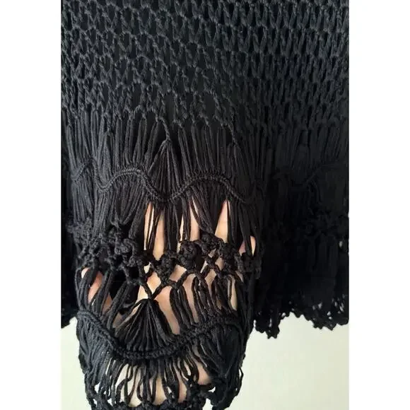 YA Los Angeles Size Medium Black Crochet Mini Skirt Boho Festival Cover Up - Picture 4 of 7